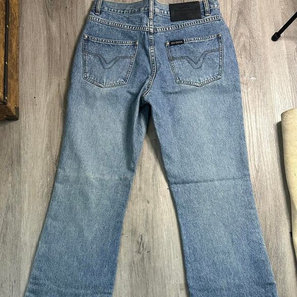 Vintage Harley-Davidson Blue Snap Flare Jeans – Size 4 (26/27) - Picture 6 of 8